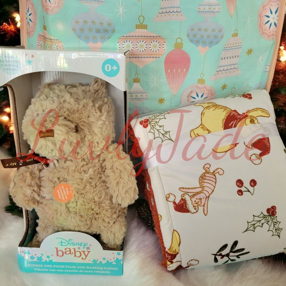 Disney Baby Winnie The Pooh Plush Soothing Lullaby And Christmas Sherpa Blanket